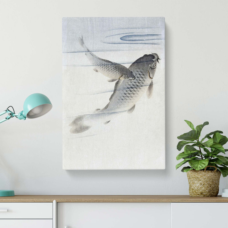 Pair Of Carps by Ohara Koson - Wrapped Canvas Painting, 76.2 cm H x 50.8 cm W