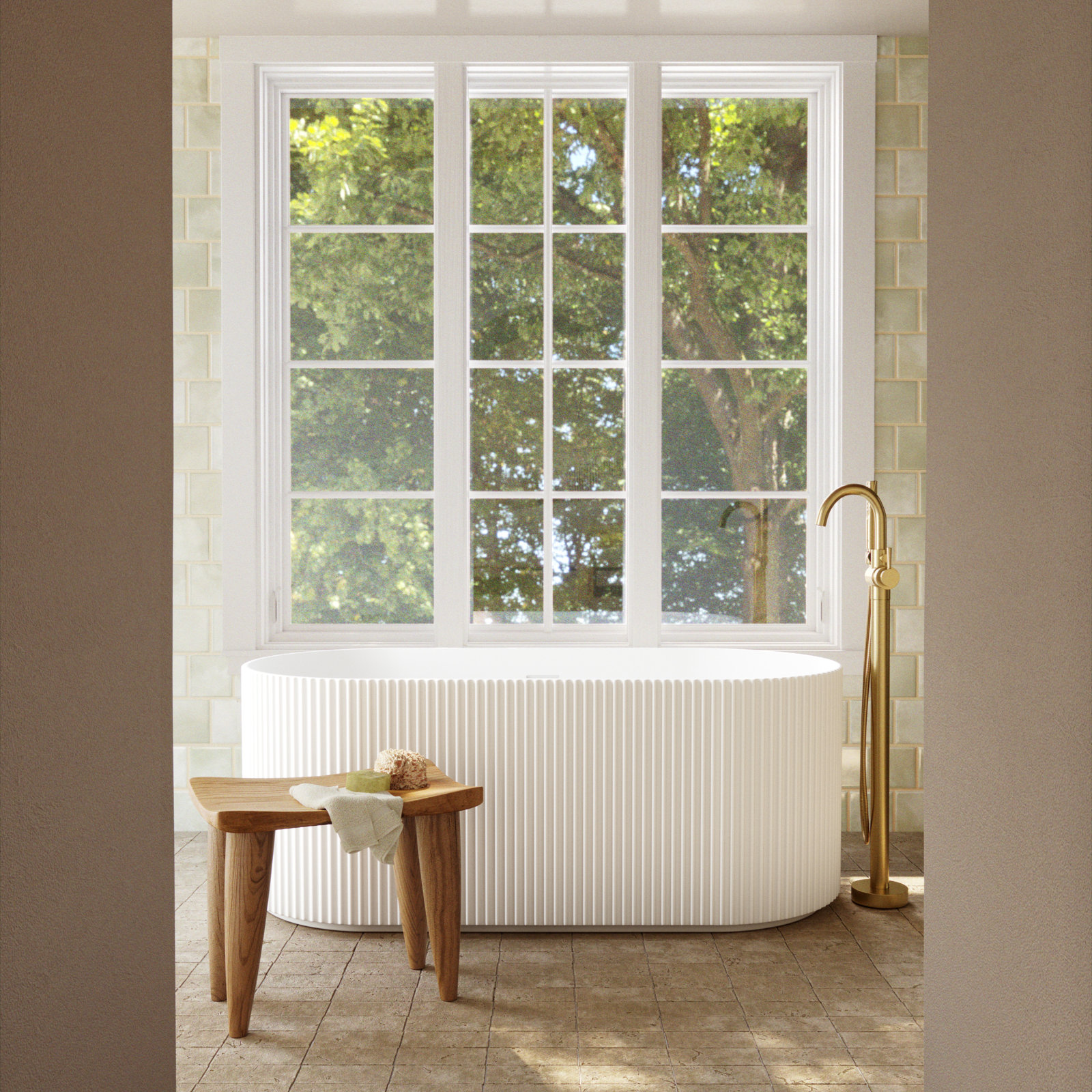 60" Freestanding Soaking Acrylic Bathtub