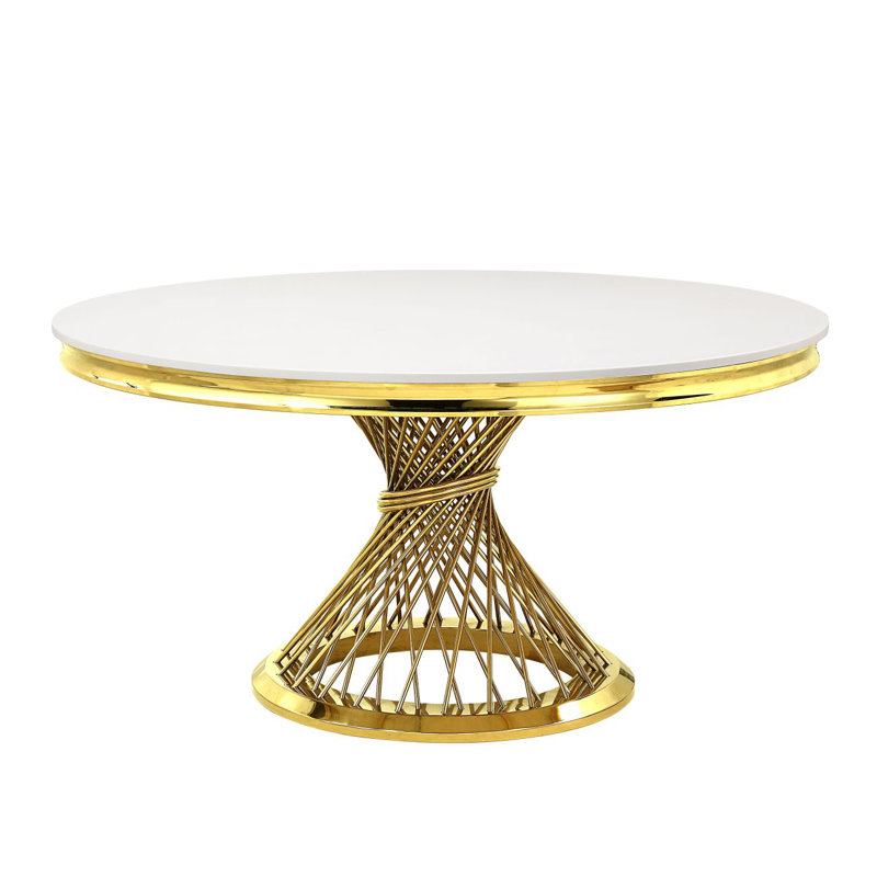 Fallon Dining Table,Top & Mirrored Golddn