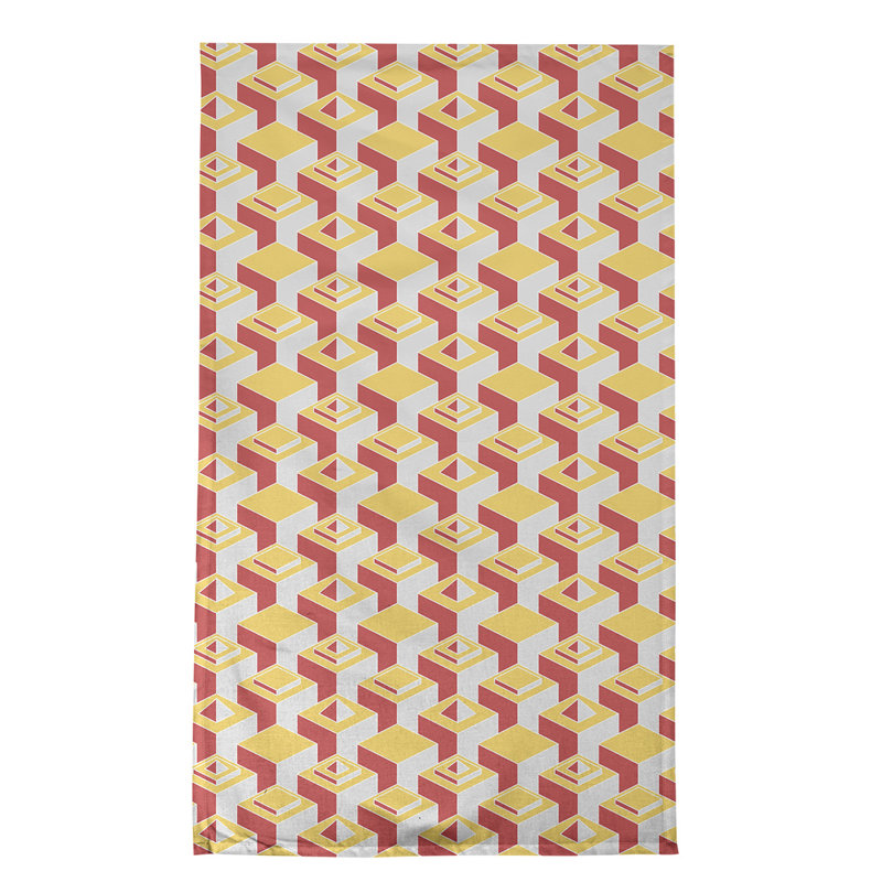 Patricia Geoffrey Tea Towel Kitchen Towel, Yellow/Pink, Poly Twill