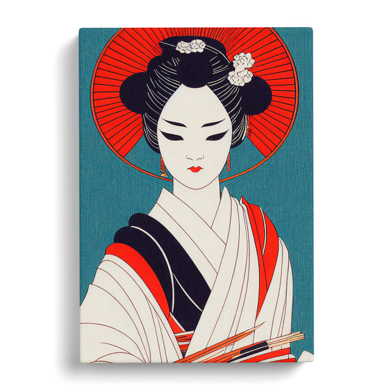 Alluring Geisha - Wall Art, Wrapped Canvas, 50cm H x 35cm W, No Matte