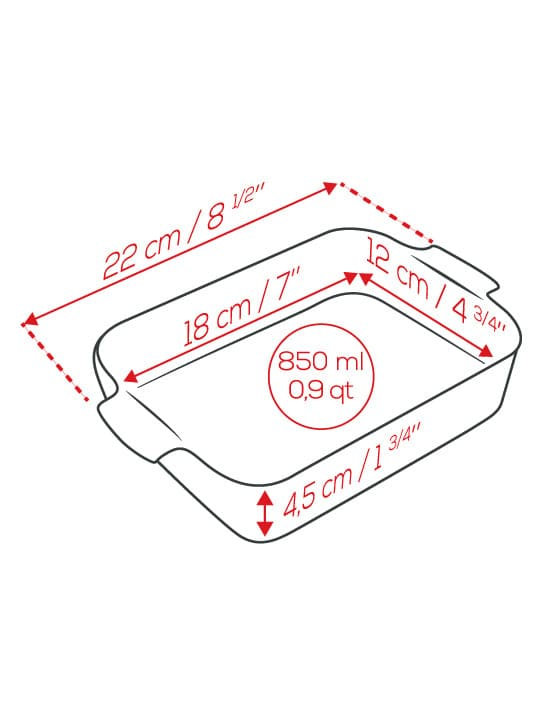 Peugeot Appolia Rectangular Ceramic Baking Dish, 2.44" H x 8.67" L x 5.83" W