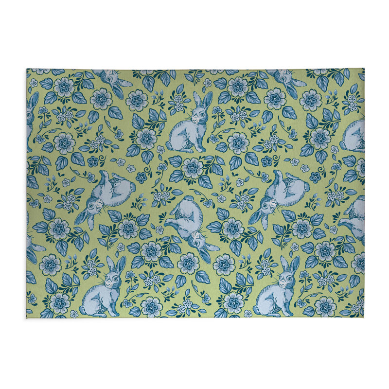 Tapis de cuisine léger Bunny Toile, Rectangulaire 3 pi x 5 pi, Vert