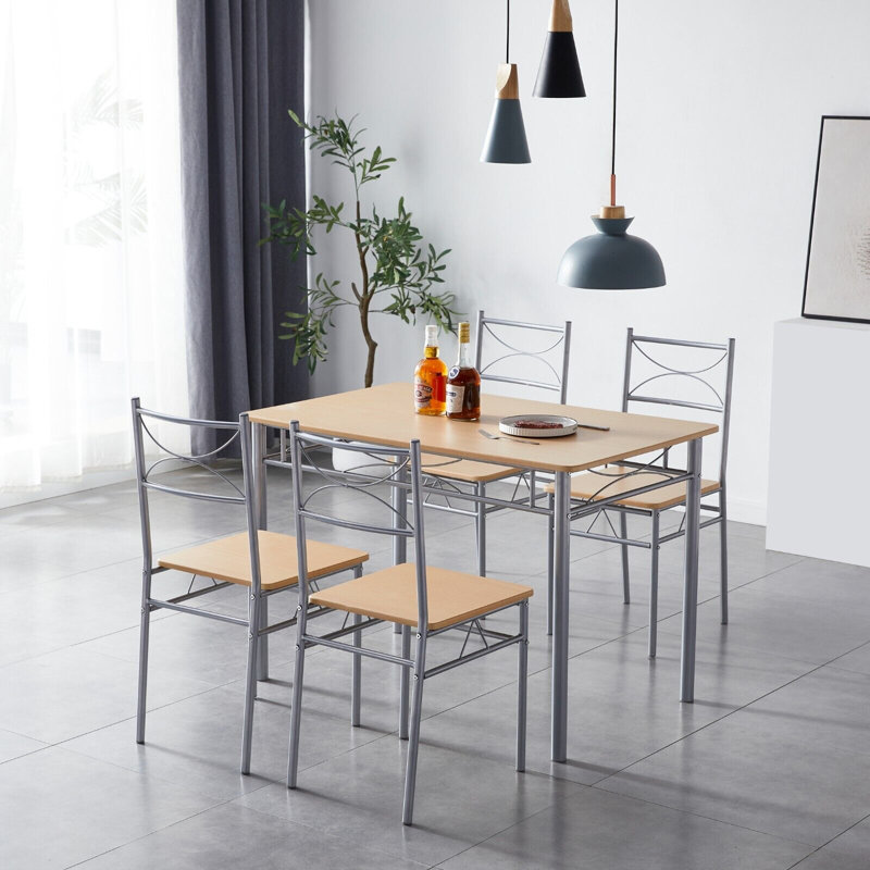 Liammatthew 4 - Person Dining Set, Silver, Natural, Natural