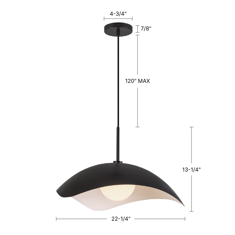 Kirby 22-in Black Pendant
