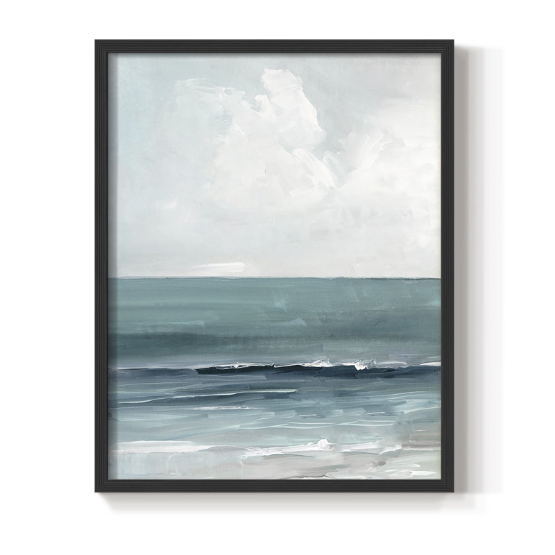 «Teal Seas I», reproduction encadrée - bois massif, Noir, H 15 po x l 12 po