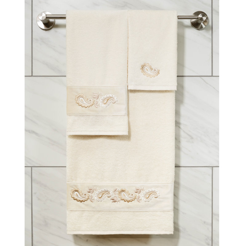  3 Piece 100% Turkish Cotton Towel Set, Cream