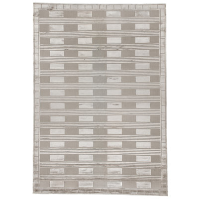 Metro-Velvet Striped Area Rug in Silver
