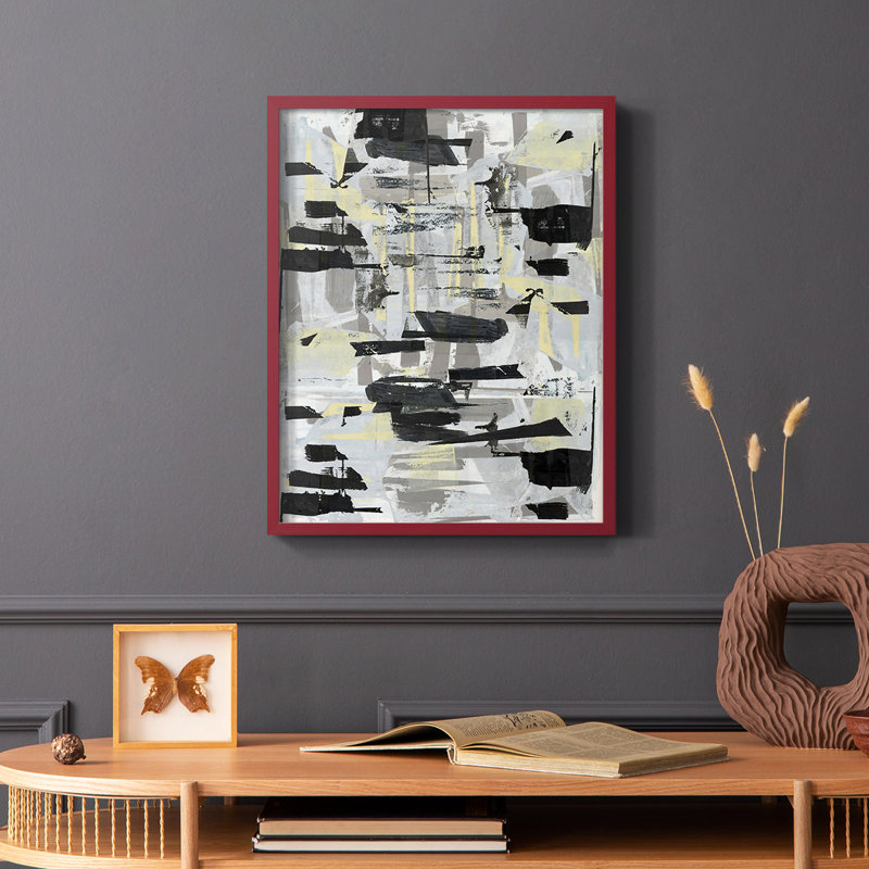 «Tiles & Texture Abstract Angles III», reproduction encadrée - bois massif, Rouge, H 10 po x l 8 po