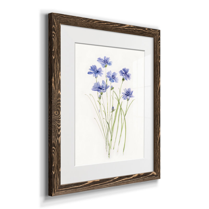 Bleuet botanique délicat - impression, Noyer, H 20 po x l 17 po x P 1 po