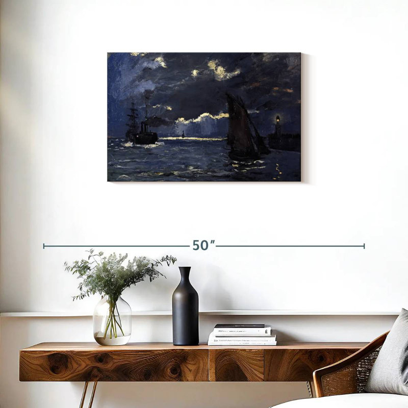 Mehar Un paysage marin expédié au clair de lune, H 20 po x l 30 po