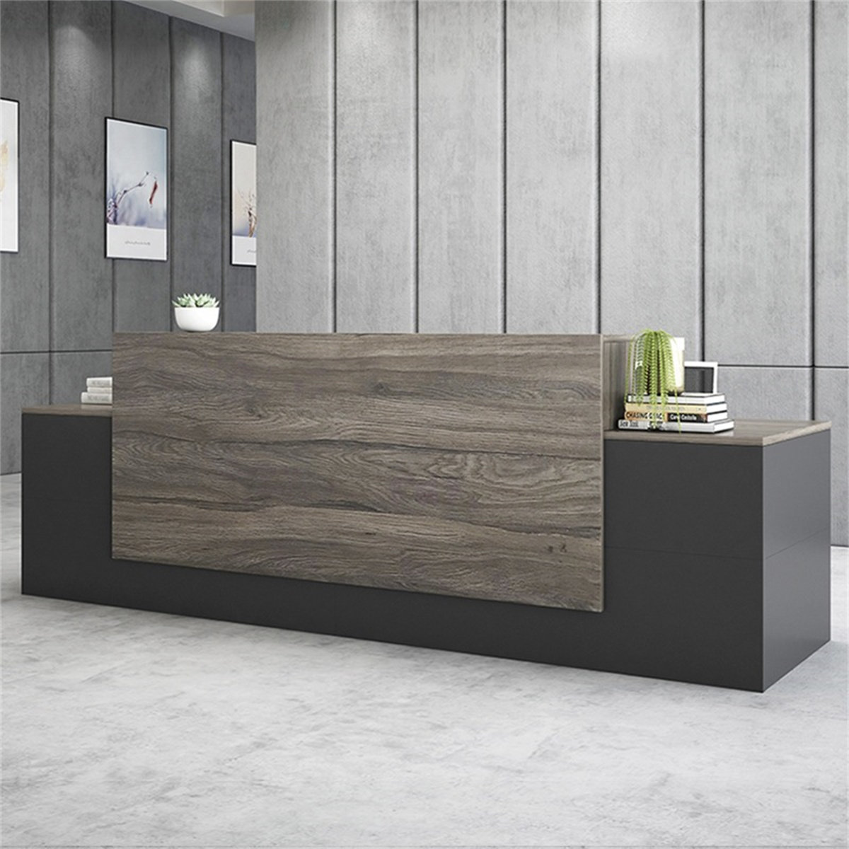 Latitude Run® Safila Rectangular Wood Reception Desk with Filing