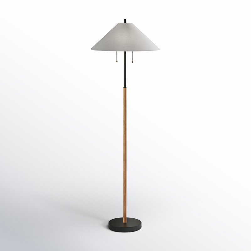 Florina 62'' Traditional Floor Lamp, Natural/Black, Ivory