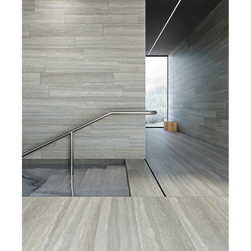 24"x48" Dorica Travertine Look Porcelain Tile In Greige Color