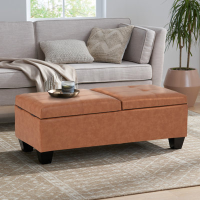 Rangement - Dessus: sièges confortables et commodité. Fabrication. Cuir d'unité centrale bois. Brun + brun clair 47,87 po Profondeur, 21,61 de largeur, 17,16 de hauteur. Assemblage simple pour votre confort, détente et fonctionnalité. Construire