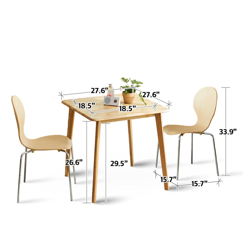 Rowley 2 - Person Rubberwood Solid Wood Modern Dining Table Set, Natural