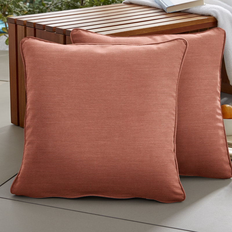 YY Sunbrella® Outdoor Reversible Throw Pillow, 20" x 20", Coral