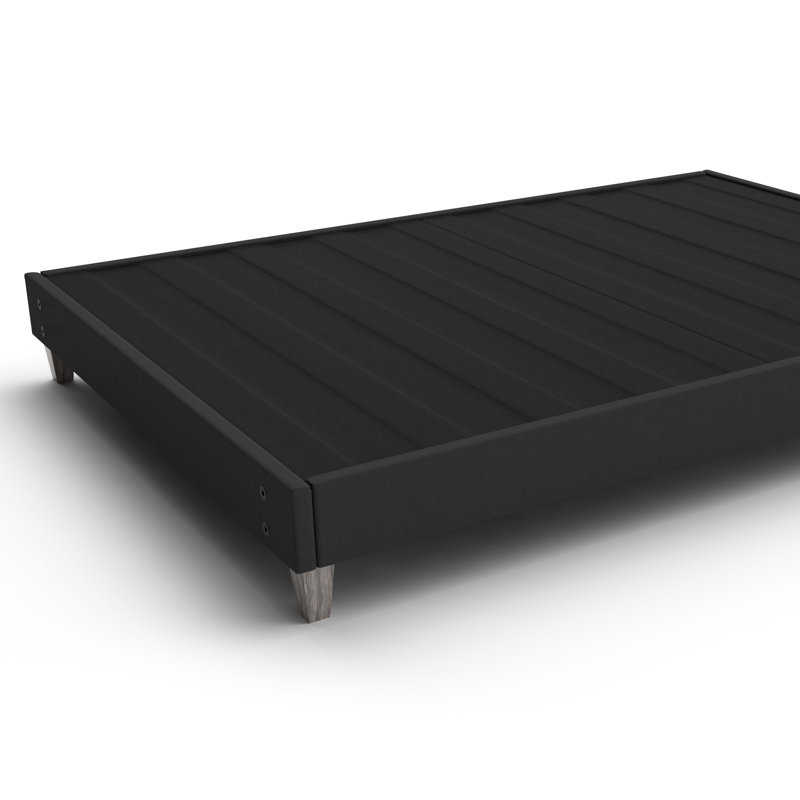 Structure de lit grand format à installation rapide, pieds modernes de 6 po en faux tissu recouvert de tissu d'ameublement gris foncé, base de cadre d'assemblage simple, sans outils