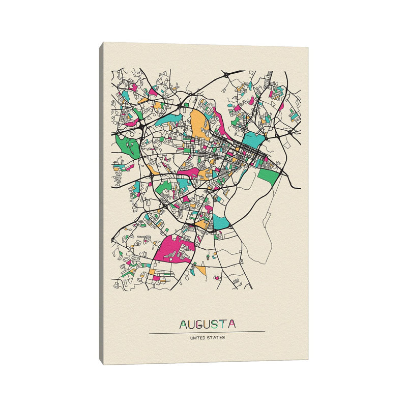 Augusta, Georgia Map by Ayse Deniz Akerman - Wrapped Canvas Gallery-Wrapped Canvas Giclée