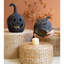 SET OF TWO BLACK CLAY JACK-O-LANTERNS