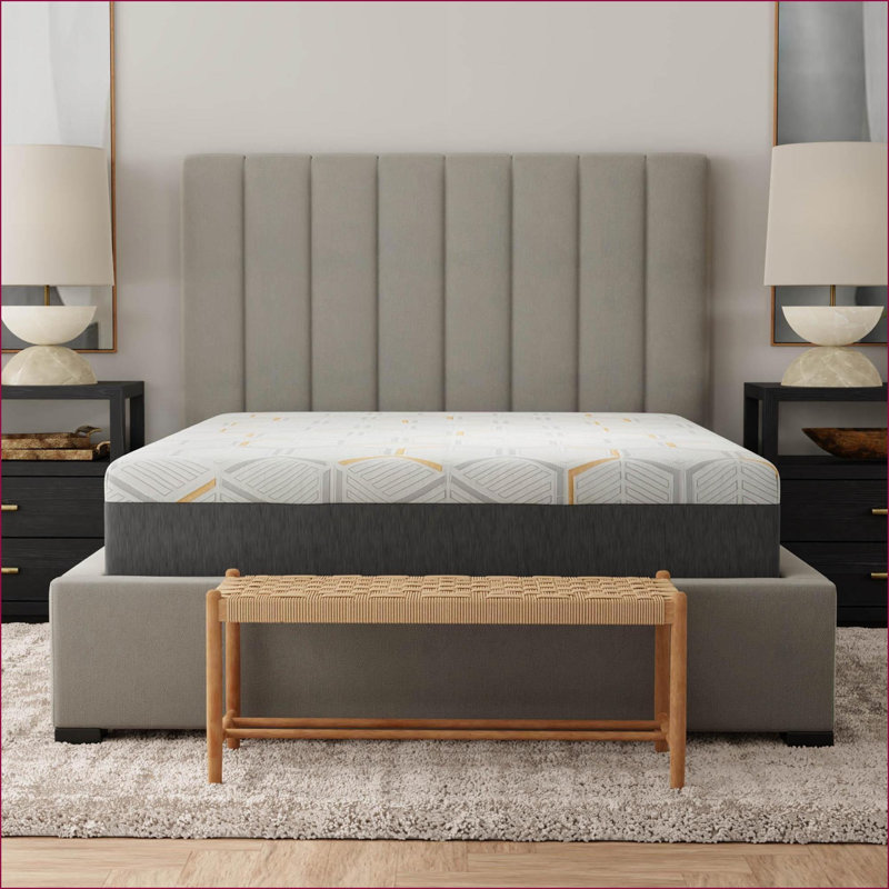 Mattresses 12" Copper Gel Cooling Memory Foam King with Edge Support, Air Grid Base &amp; Washable Cover | Grey | Foam, King
