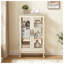 Vitrine 2 portes blanche avec portes en verre trempé, vitrine éclairée avec dossier en miroir et tablettes réglables - style rétro américain pour le bureau à domicile