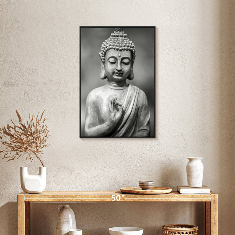 Grey Buddha, Floating Frame Black, 21" X 31"