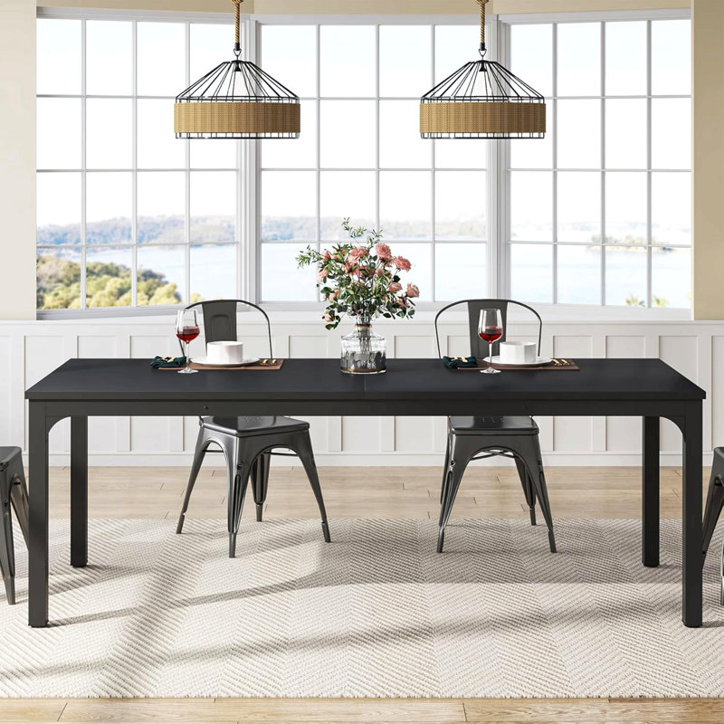 Grande table de salle à manger rectangulaire de 78 po pour 6 à 8 personnes avec mobilier de salle à manger moderne (table seulement)