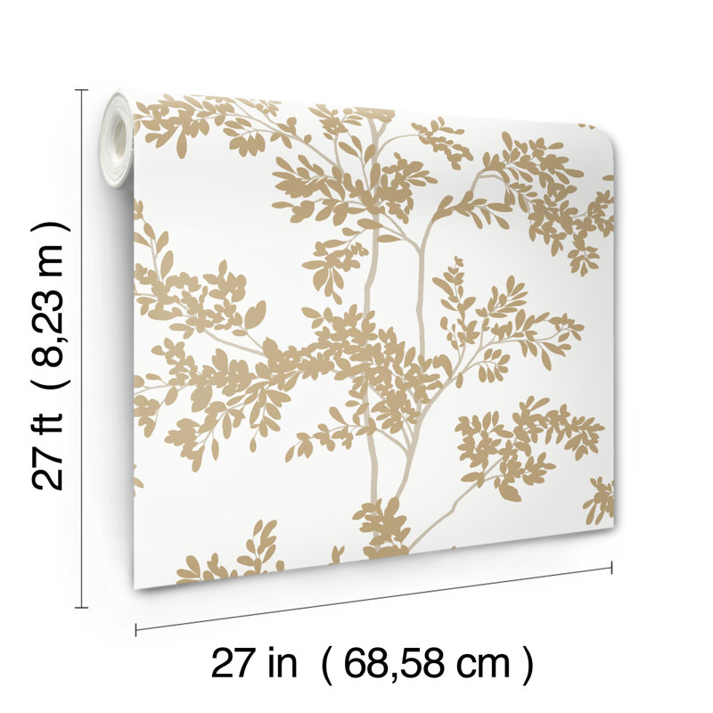 Rouleau de papier peint L 27 pi x l 27 po Sensabaugh, Blanc / Doré