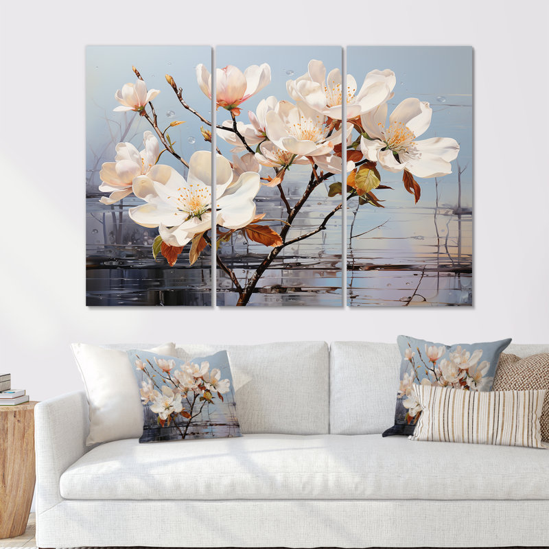 Ensemble d'art mural sur toile Luxuri Magnolia Tranquility II - Magnolias, H 28 po x l 36 po x P 1 po