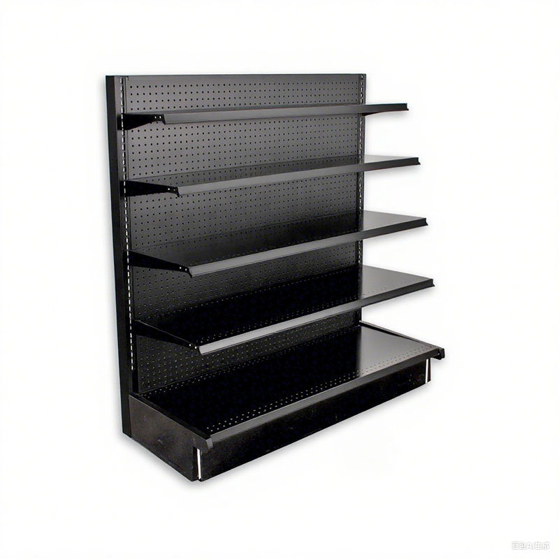 Présentoir de gondole à simple face, sans les tablettes, H 60 po x l 30,48 po x P 48 po, Noir, noir, noir, noir