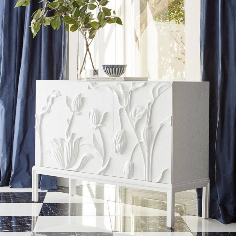 High-End White Solid Wood Sideboard