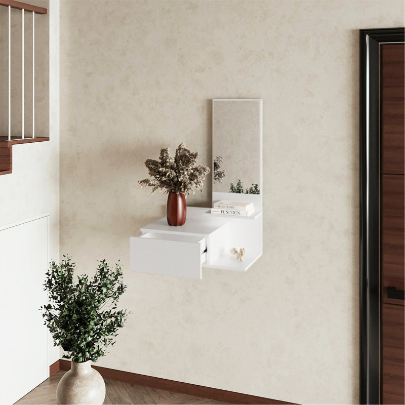 Floating Vanity With Mirror, Wall-Mounted For Space-Saving And Stylish Bathroom Decor.