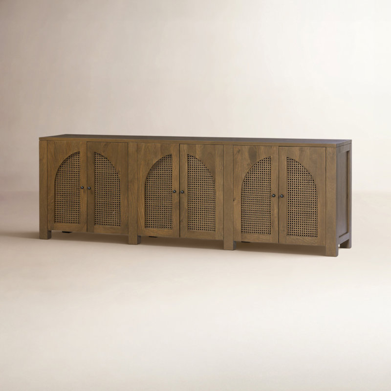 Buffet en bois massif de manguier de 78 po de largeur Silfa, Taupe mangue, H 33 po x l 98 po x P 18 po
