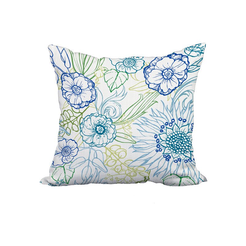 Housse de coussin carré et insert Zentangle, 18 po x 18 po, Bleu