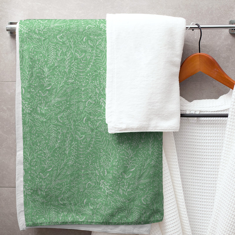 Serviette de bain florale ditsy classique, Vert