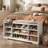 Shoe Storage Bench, Modern Farmhouse Shoe Bench With Cushion, Shoe Rack,Multifunctional Shoe Organizer Cabinet For Entryway, Mudroom, Hallway