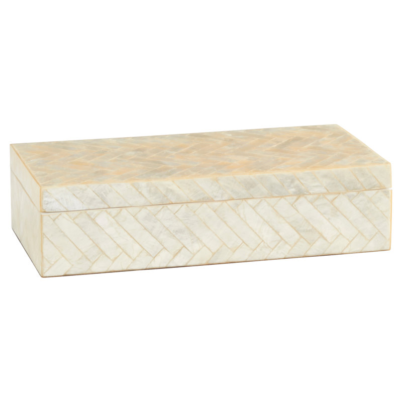 Triton Decorative Box, Pearl, 3" H x 12.25" W x 6.25" D