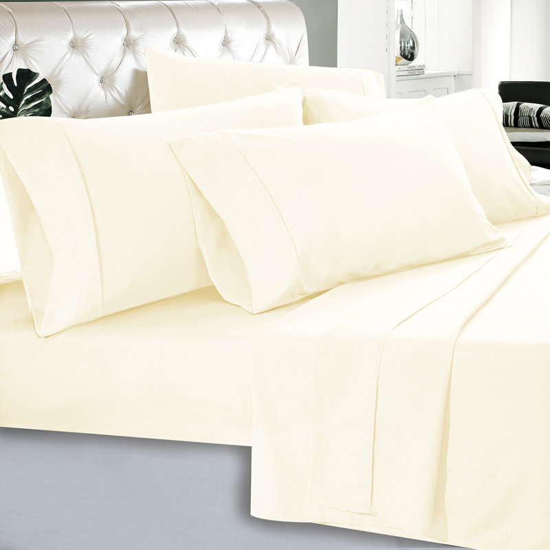 Ensemble de draps en microfibre percale, Simple, Crème