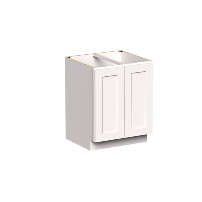 DL Cabinetry (Ready-To-Assemble) Shaker Style Full Height Double Doors Base Cabinet W27" x H34.5" x D24" - White Shaker