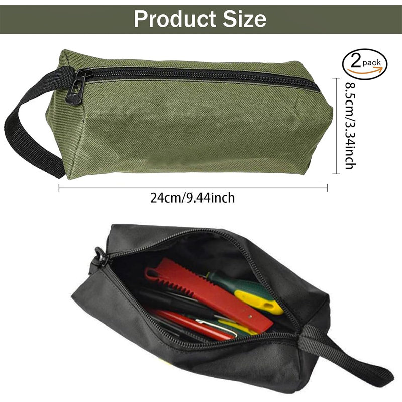 600D Waterproof Oxford Cloth Zipper Tool Bags, 2 Pack Multi-Purpose Small Tool Pouch with Handle for Garage Office Storage