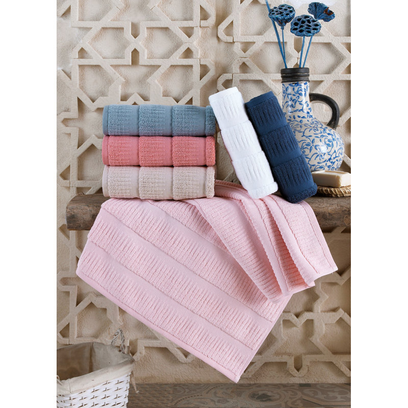 Luxurious 6-Piece Bath Towel Set, 100% Cotton, Jacquard Design, 27.6 x 55.1 inches | 500 g/m² Absorbent Fabric | Machine Washable, Soft & Durable
