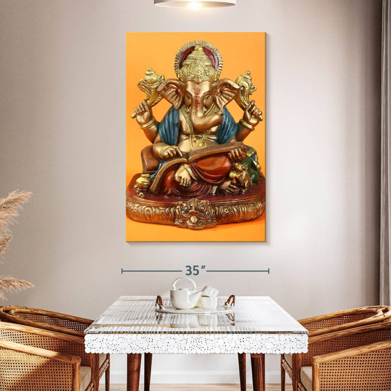 Adella Golden Ganapati Idol, H 51 po x l 34 po