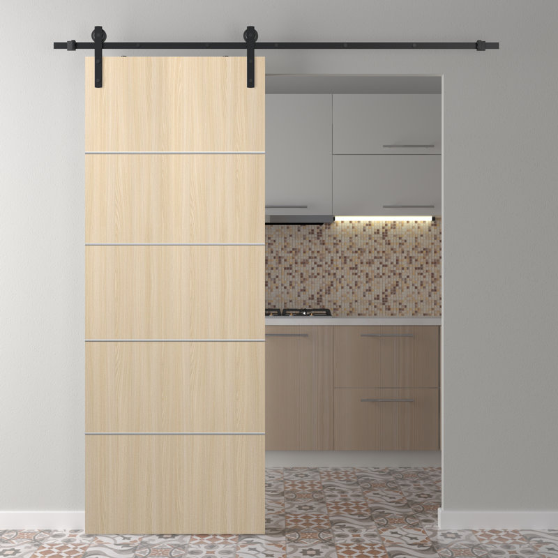 Porte de grange coulissante en bois manufacturé Optima 4H avec trousse de quincaillerie, 17,75 po x 83,23 po