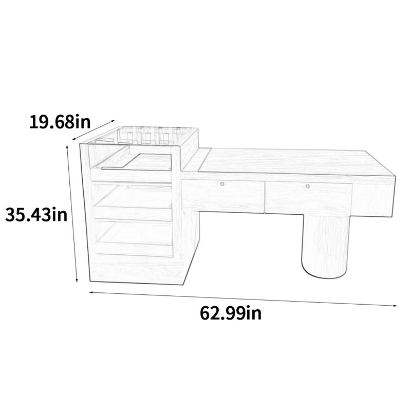 Vitrine simple et luxueuse avec îlot central, H 35,43 po x l 62,99 po x P 19,68 po