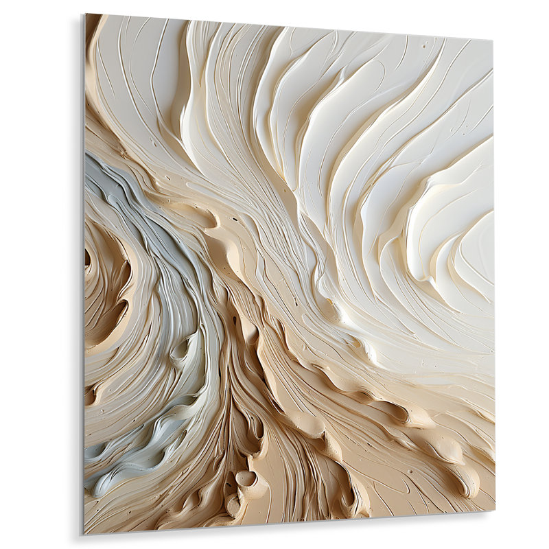 Blanc et or Champagne Flow III - Champagne, art mural en métal, H 32 po x l 24 po x P 1 po