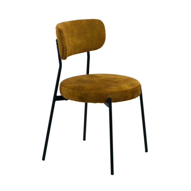 2 Wyoming Velvet Dining Chairs With Black Metal Legs, Orange