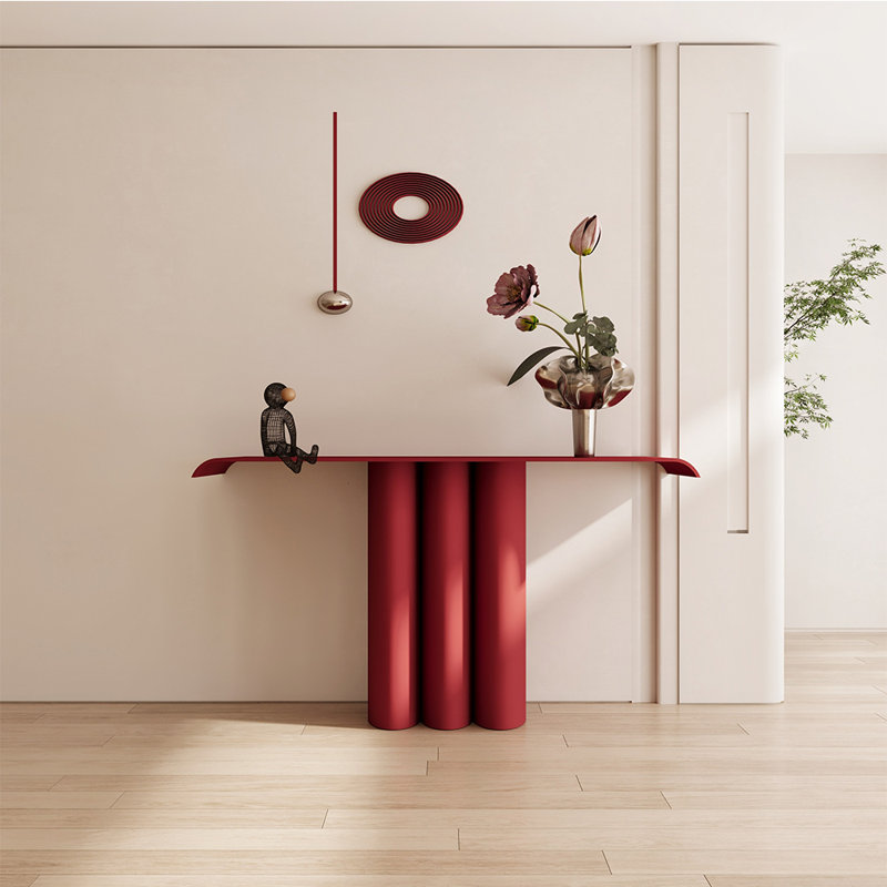 Console en métal de style médiéval, H 33,4 po x l 55 po x P 13,7 po, Rouge