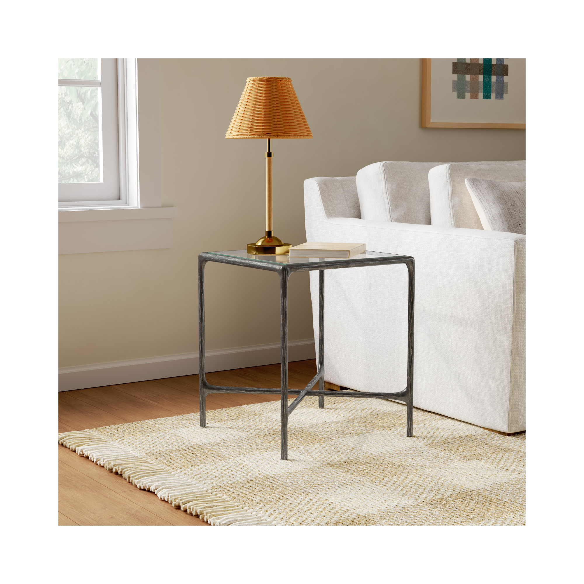 Evelynn End Table, Black, Clear