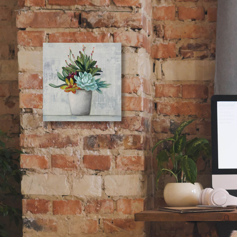 «Succulent Still Life 1» par Julia Purinton, art mural sur toile, H 12 po x l 12 po x P 0,75 po
